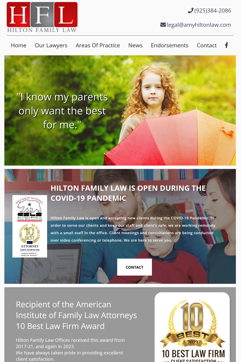 Hilton Family Law website homepage