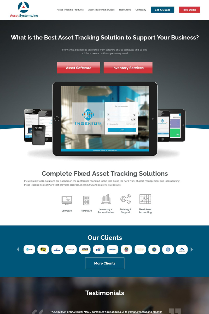 Asset Systems website homepage