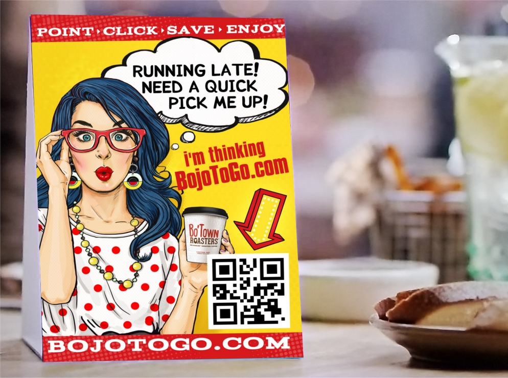 Bojangles BojoToGo table tent point-of-sale graphic