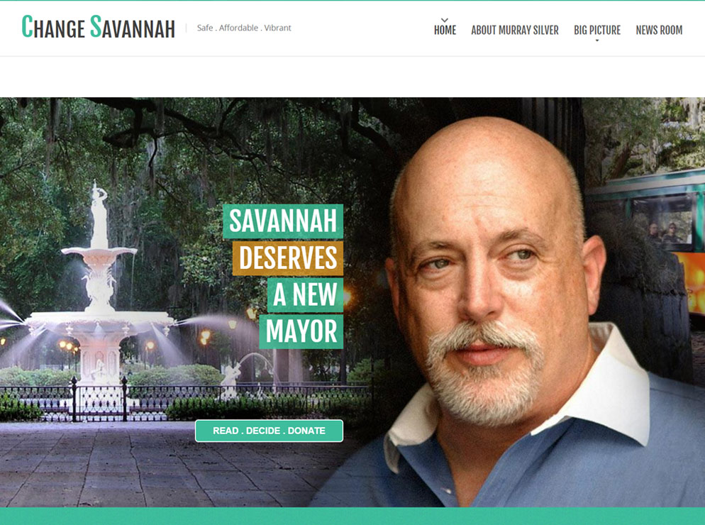 Change Savannah political campaign website homepage