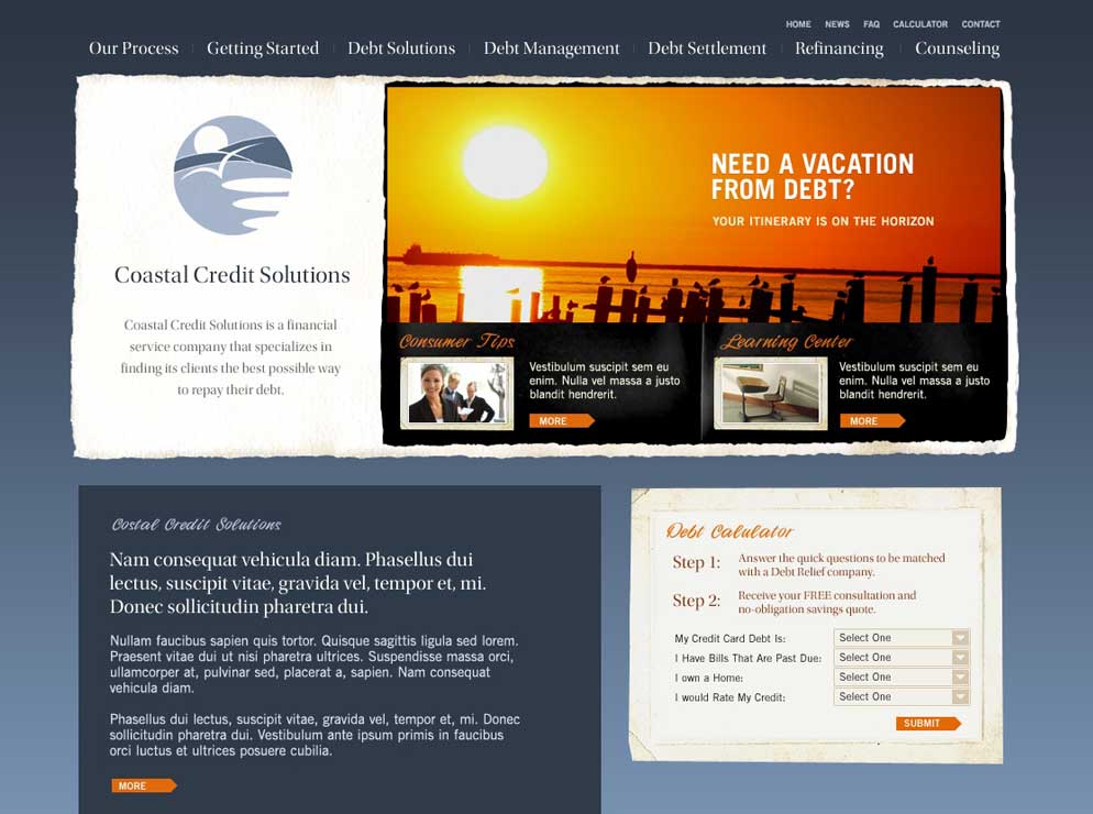Coastal Credit Solutions debt relief website homepage