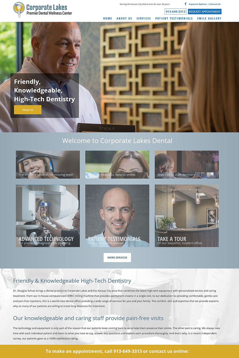 Corporate Lakes Dentistry website homepage