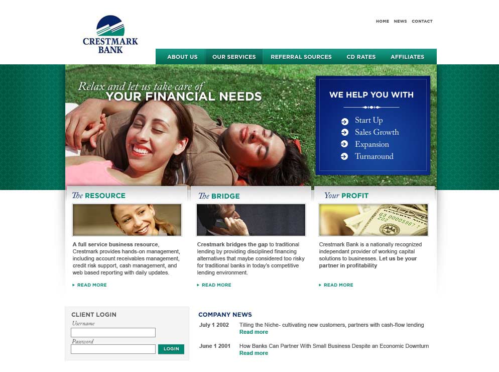 Crestmark Bank website homepage