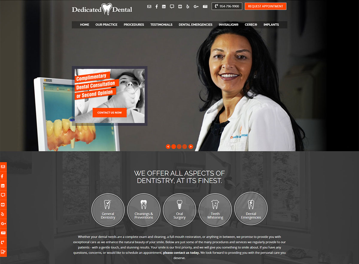 Dedicated Dental website homepage