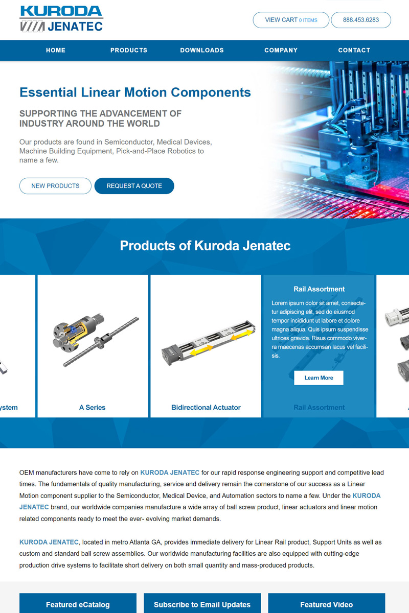 Kuroda-Jenatec linear motion components website homepage