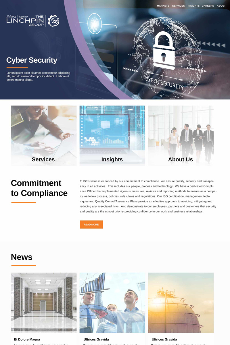 The Linchpin Group cyber security and compliance website homepage