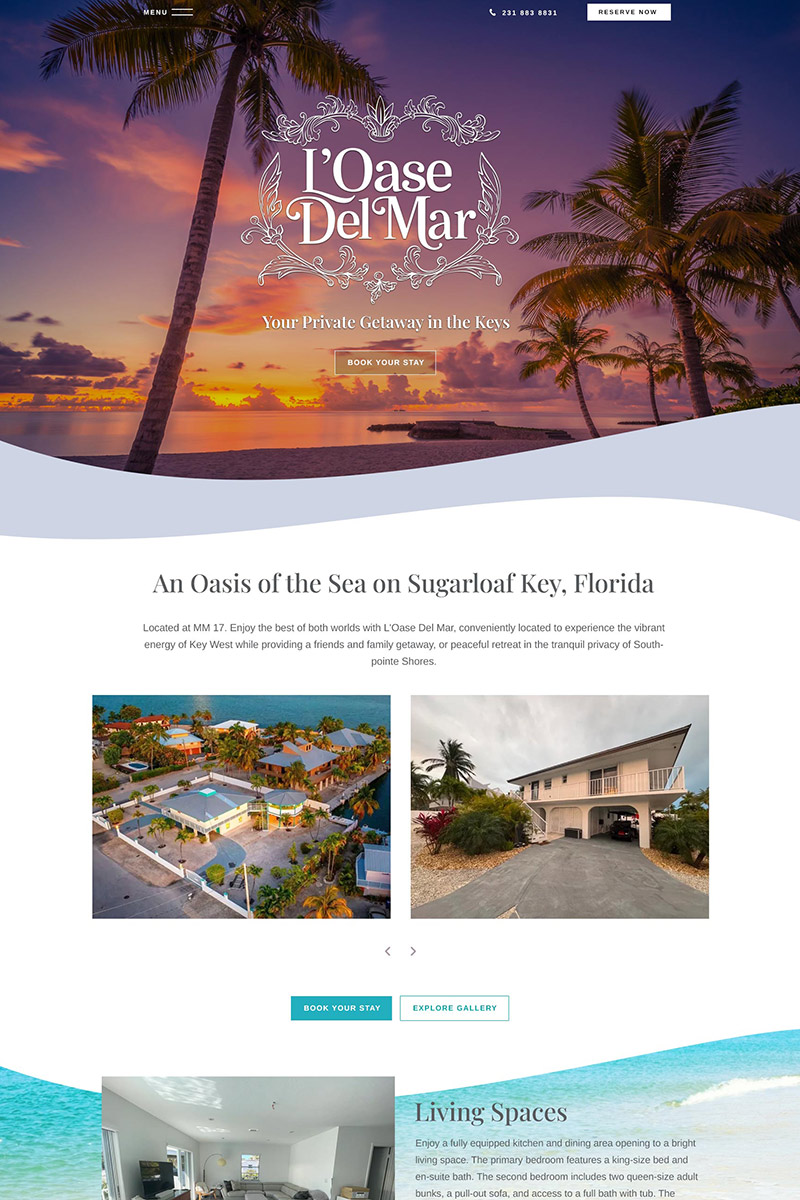 L'Oase Del Mar Sugarloaf Key vacation rental website homepage