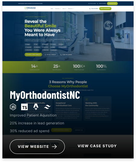 MyOrthodontistNC custom website homepage