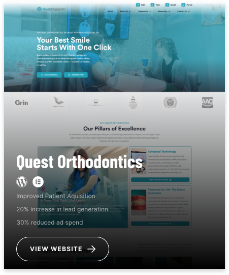 Quest Orthodontics custom website homepage