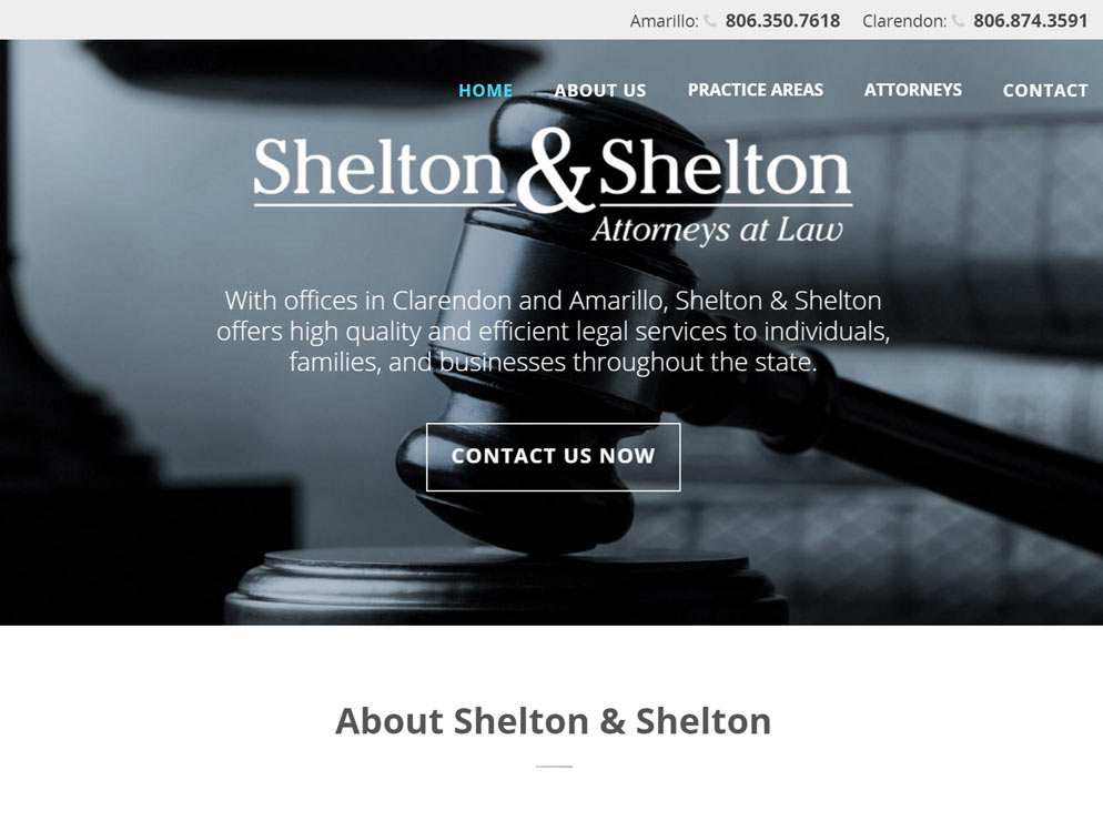 Shelton and Shelton Attorneys at Law website homepage