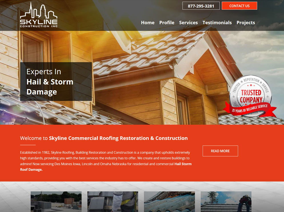 Skyline Construction website homepage