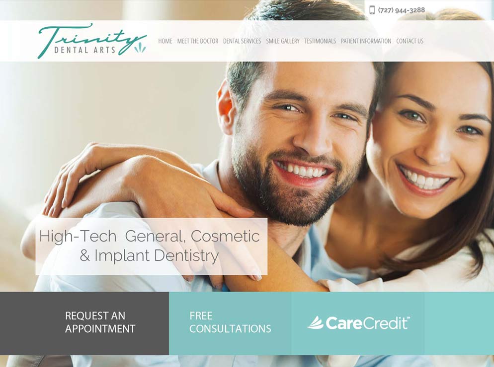 Trinity Dental Arts website homepage