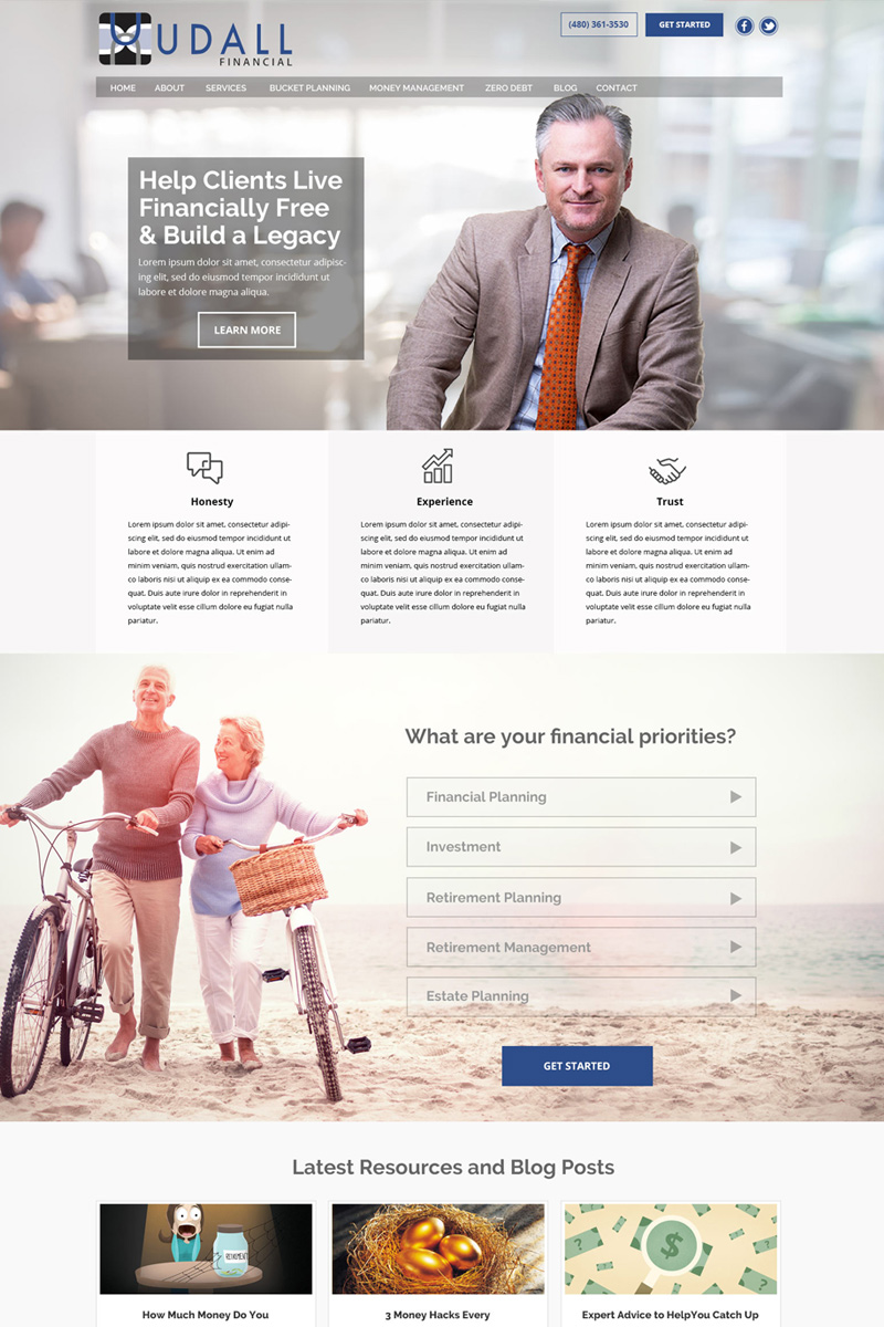 Udall Financial wealth management website homepage