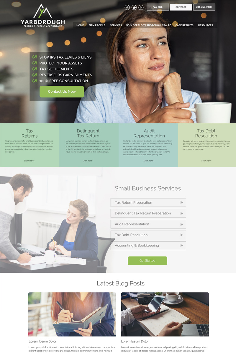 Yarborough Certified Public Accountant website homepage