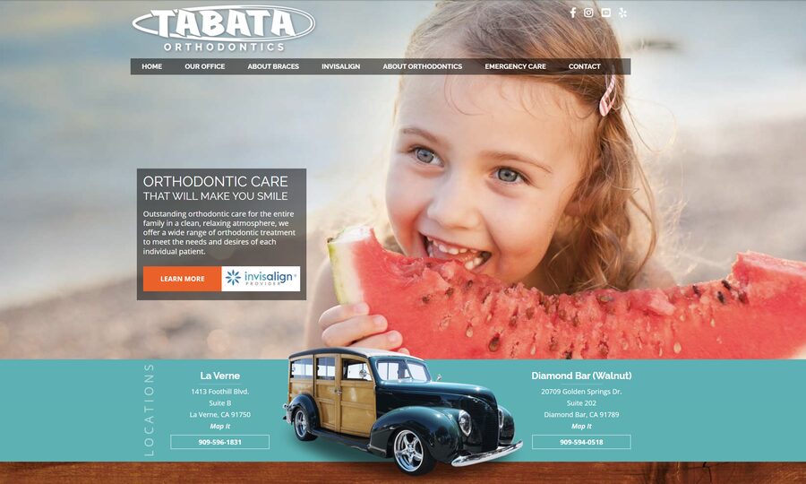 Tabata Orthodontics website with number one Google Map Pack position in La Verne and Diamond Bar California