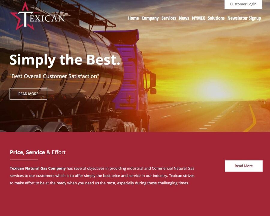 Texican Natural Gas Company ranking first on Google for industrial natural gas supplier