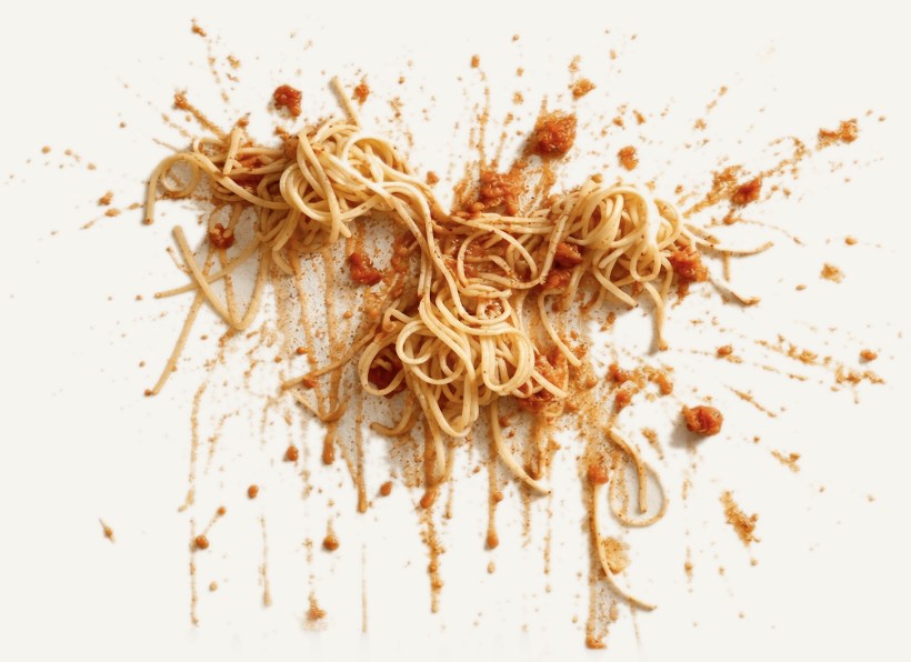 The spaghetti is still on the wall