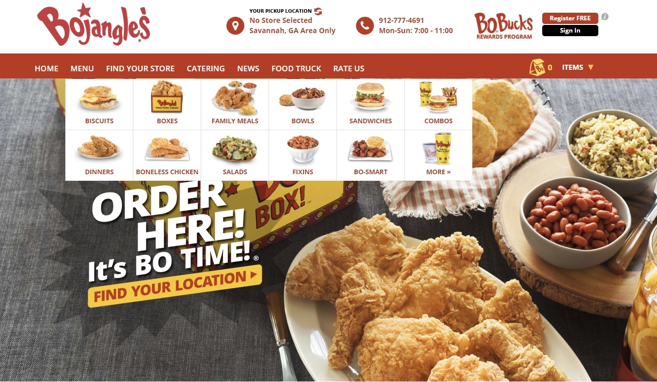 Bojangles franchise locations outranking the corporate website organically in the Savannah Georgia market